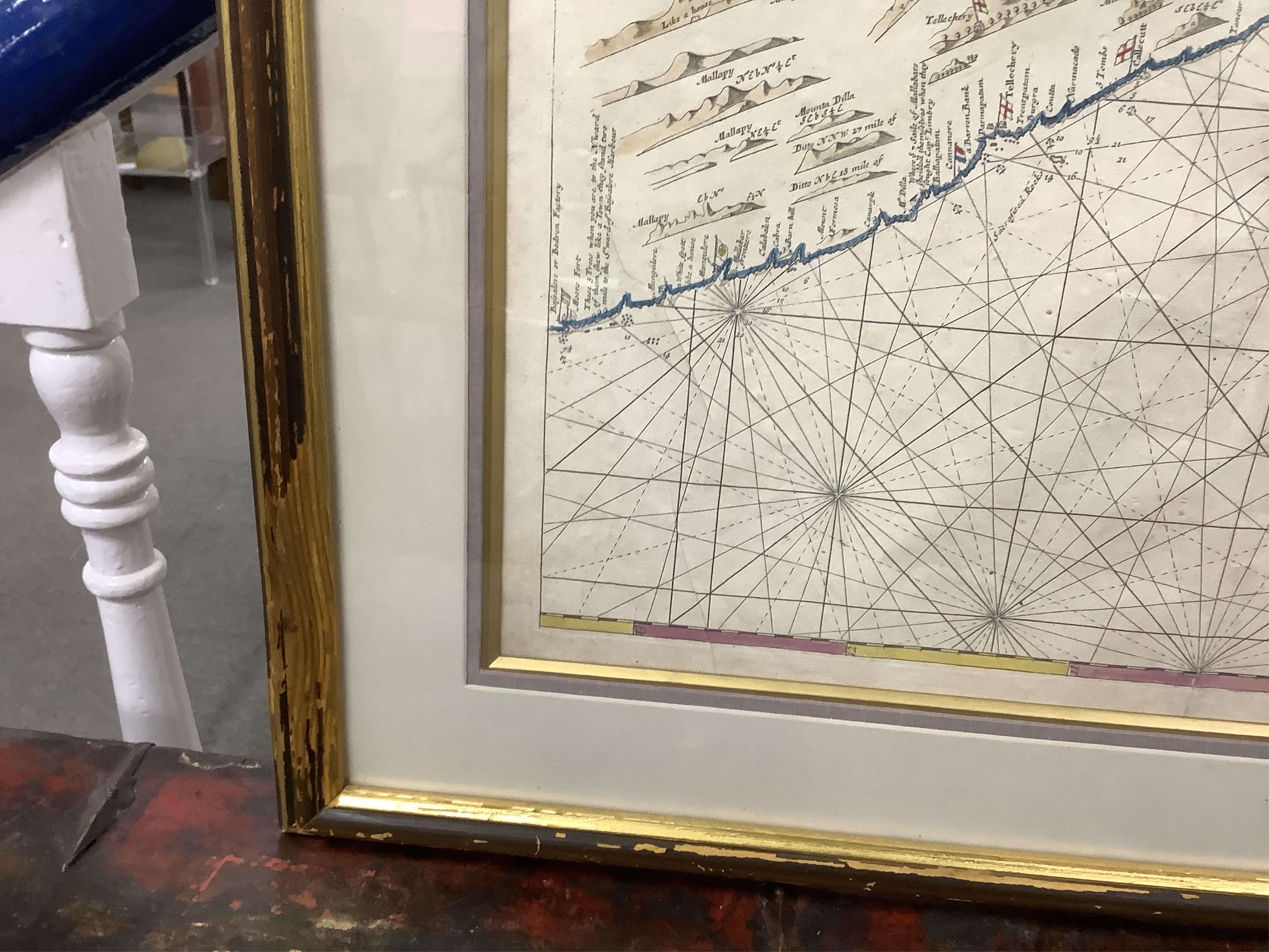 Samuel Thornton (18th. C), set of six coloured maps to include: ‘India’, ‘Coremandell’ and the ‘Coast of Mallabar’, 46 x 55cm. Condition - fair